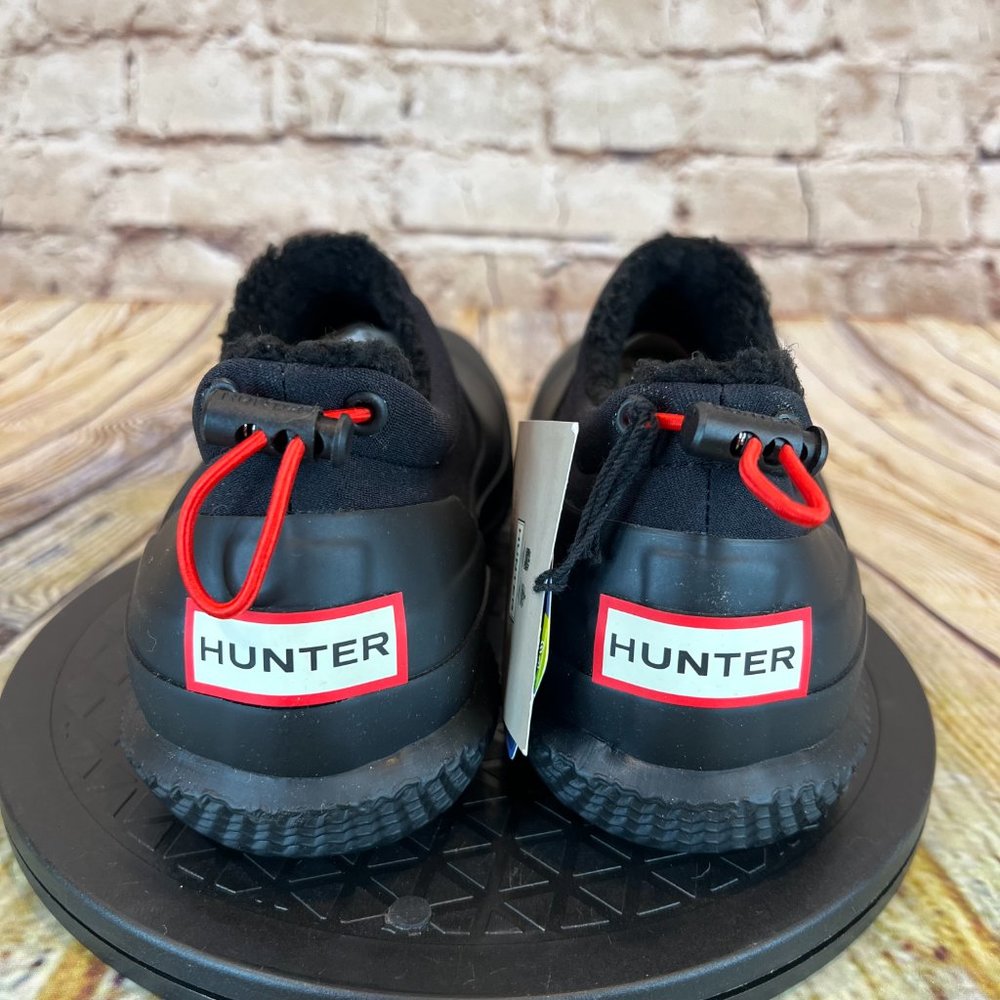 Hunter Boots Men's Black Low Top Fabric Lined Rubber Rain Boots Shoes Size 7 - Picture 4 of 9
